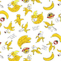 Cotton Fabric - Cat Banana Pattern