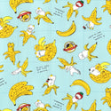 Cotton Fabric - Cat Banana Pattern