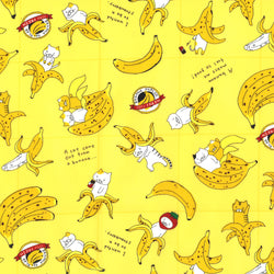 Cotton Fabric - Cat Banana Pattern