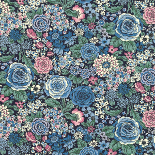 Buy blue Cotton Fabric - Flower Pattern